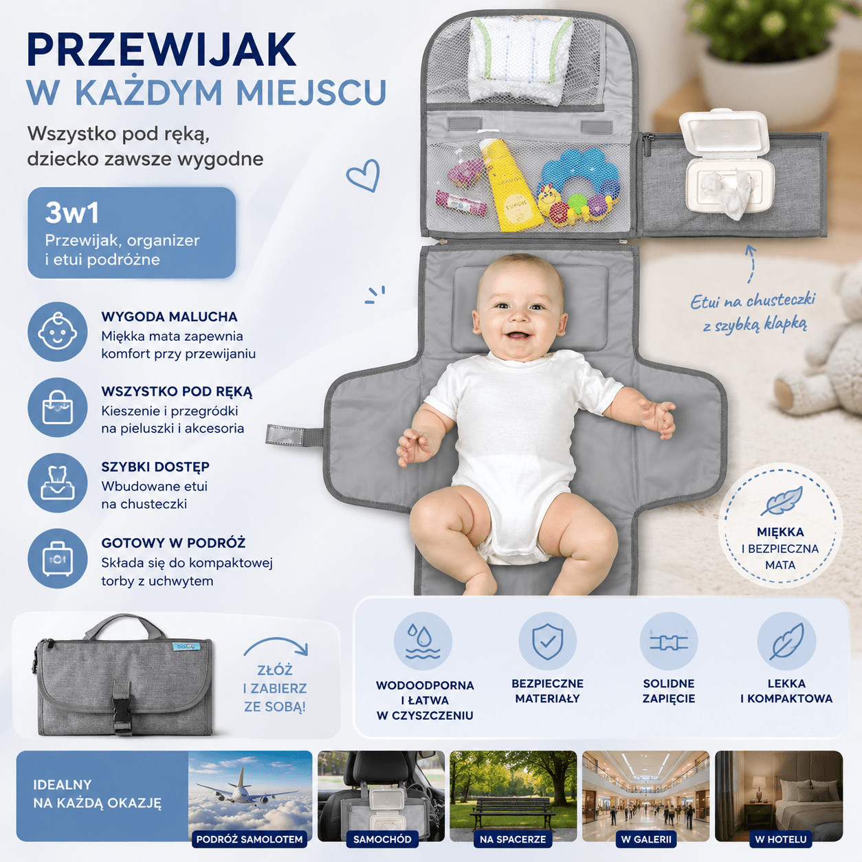 Kidora - Składana Mata do Przewijania 3w1